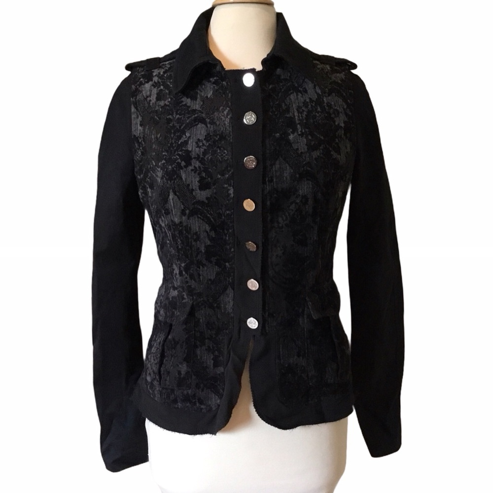 Roberto Cavalli Black Velvet Brocade Jacket